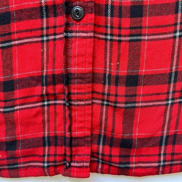 J. Crew Plaid Button Down  Top Shirt Blouse Western Boho Holiday Red Black Sz 6 - Picture 10 of 16